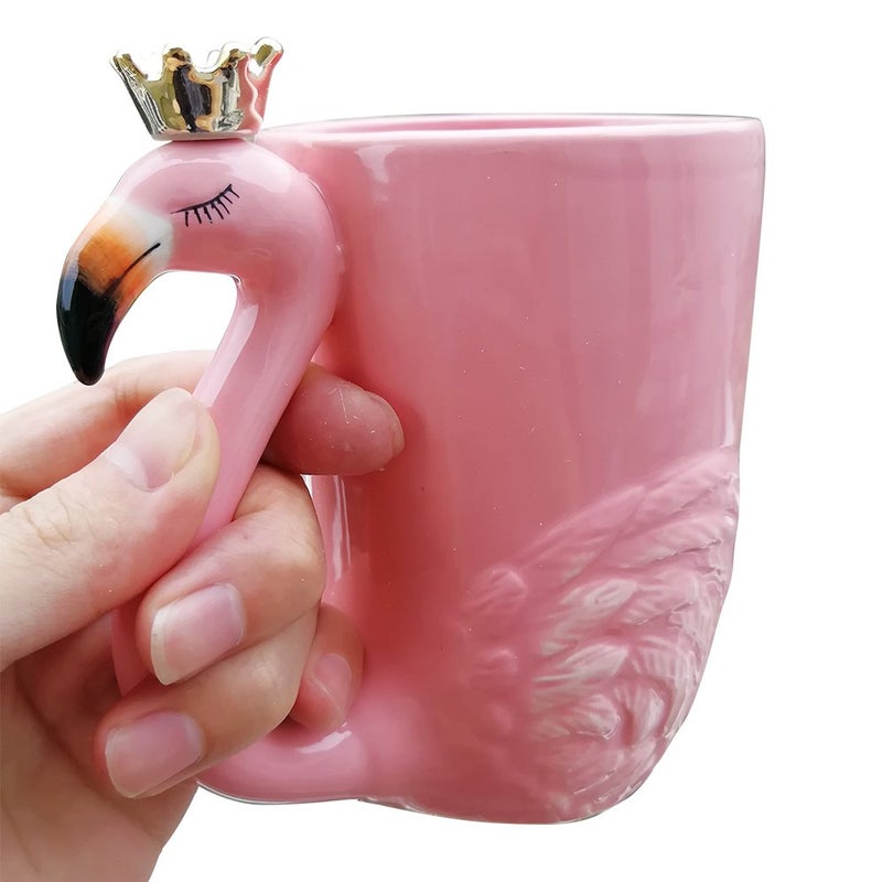 Renawe 16 oz Cute Pink Coffee Mug Ceramic Flamingo Gift Unique Cups Mom Day Gift for Women Her Grandma Pretty Mug Funny Coffee Cup Funky Xmas Presents for Girlfriend Decorative Animal Decor Christmas Mugs - Image 2